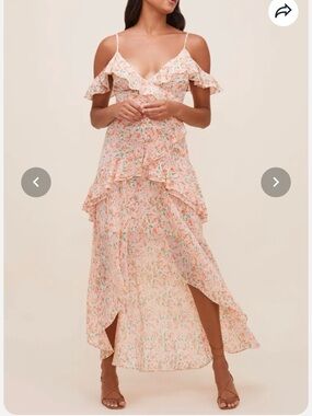 NWT ASTR the Label Pemberly High Low Maxi Dress Peach Orange Floral Sz S